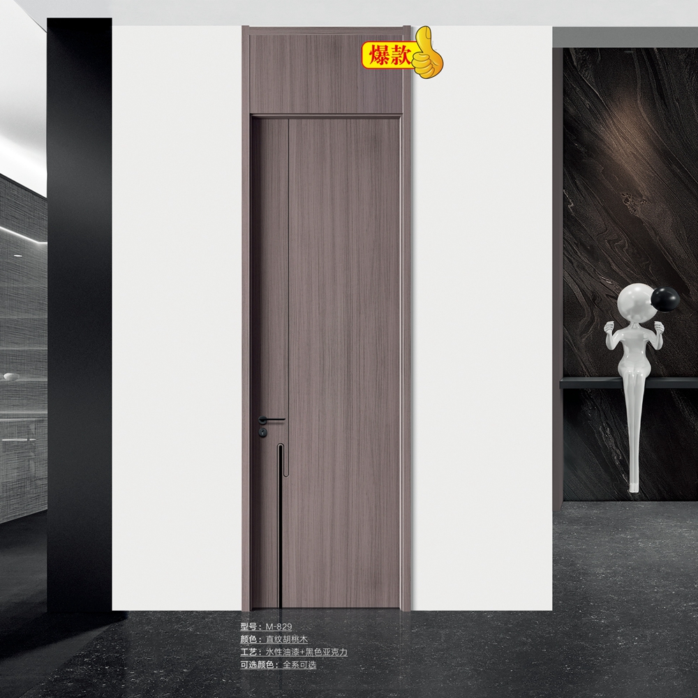无漆木门M-829直纹胡桃木